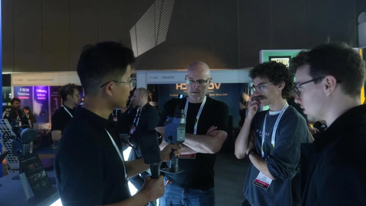 Sunova team speaking with visitors