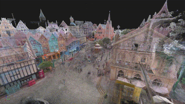 3DGS model of a town captured with Lixel L3